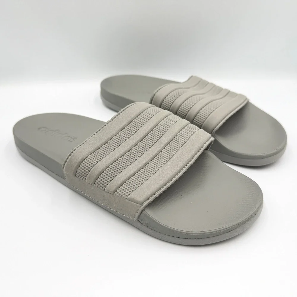 adidas Adilette Comfort Slides Men 8 Women 9 Grey ID3404 3-Stripe Sandals *NEW*